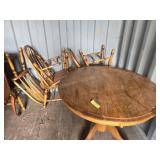 Oak table with 6 chairs, 42'