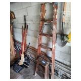 2 wood ladders