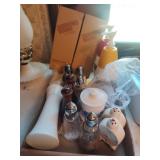 S&P shakers, corningware bottles and other