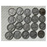 20 Silver Mercury Dimes