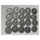 20 Silver Mercury Dimes