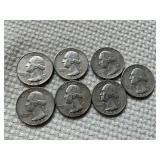 7 1964 silver Quarters