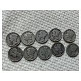 10 Mercury Silver Dimes