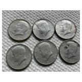 6 1964 Kennedy Half Dollars