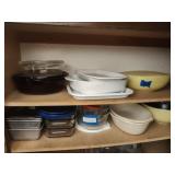 Pans, bowls and dishes - 2 shelves