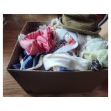 Box of vintage kerchiefs, shawls and other