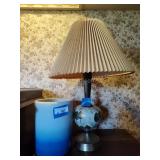 Ceramic wastebasket and table lamp