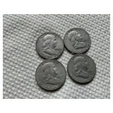4 silver Half Dollars- 1962 & 1963