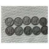 10 Mercury Silver Dimes