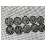 10 Mercury Silver Dimes