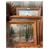 6 Framed Paint by Number Paintings