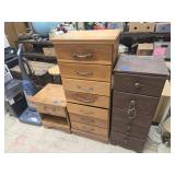 Night stand and 2 small dressers