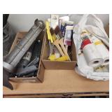 Caulk guns, brushes, plastic and drop cloths