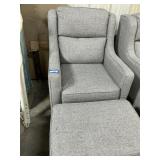 Grey Upholstered Chair & Ottoman