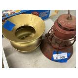 2 Metal Items - Spittoon & Lamp Housing