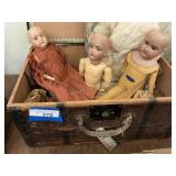 Small Trunk Antique Dolls - As-Is