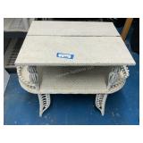 2 Items - Wicker Table & Iron Lamp