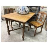 Vintage Oak Table & 2 Chairs