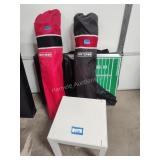 2 chairs, cornhole game and table