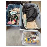 Painting supplies and drop cloths - 3 totes