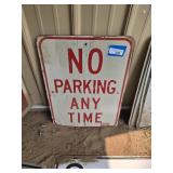 Metal no parking sign