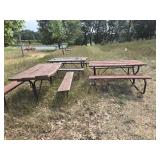 3 picnic tables, across from shop