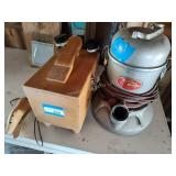 Rexair Model C vacuum, shoe polish box and other