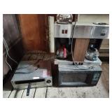 Microwave, pizza oven, coffeemaker