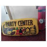 Party center plastic sign and homemade TNT item