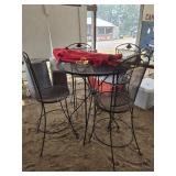 Tall table and chairs with canopy