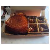 Amber glass snack set