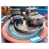 2 trays and 2 toy trucks as-is