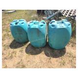 3 plastic barrels