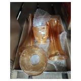 Carnival glass vases and cups