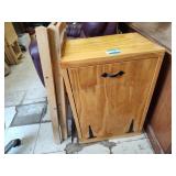Garbage bin and 2 folding chairs