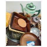 Baking dishes, painted percolators and other
