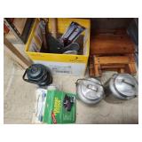 Camping items - stove, shovel, tables and other