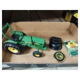 John Deere die cast tractor, pocket watch and