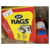 2 Items - Fire Extinguisher & Rags