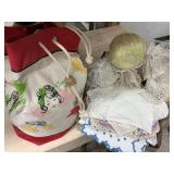 Vintage Linens & Curler Bag