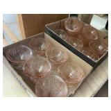 2 Flats Pink Glassware with Cherry Pattern