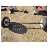 Trailer axle with wheels