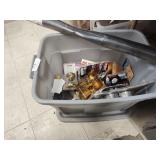 Tote of household hardware items
