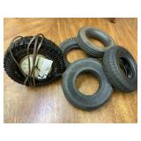 5 Items - Tire Clock & Tires Missing Inserts