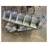 2 Items - Metal Bin & Wire Box of Planters