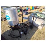 Propane burner, fry pot and cart