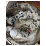 Miniature tea set, knobs and other