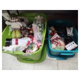 2 totes of Christmas decor