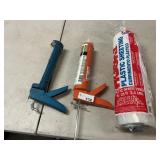 3 Items - Caulk Guns & Plastic Sheeting