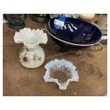 3 Glass Decorative Bowls & Vase
